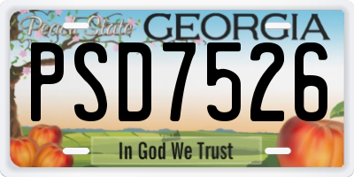 GA license plate PSD7526