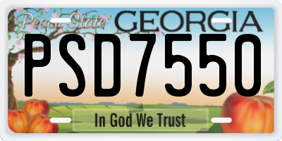 GA license plate PSD7550
