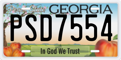 GA license plate PSD7554