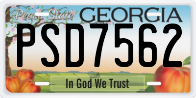 GA license plate PSD7562