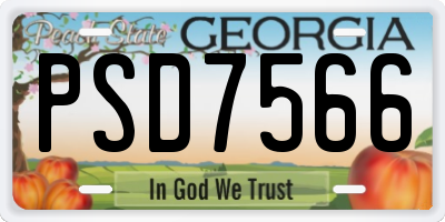 GA license plate PSD7566
