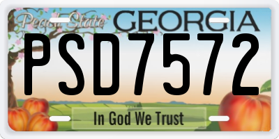GA license plate PSD7572