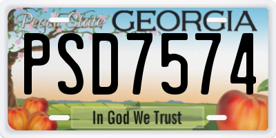 GA license plate PSD7574
