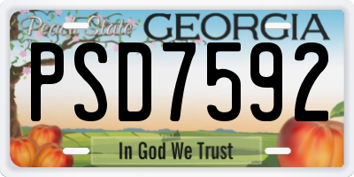 GA license plate PSD7592