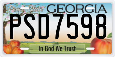 GA license plate PSD7598