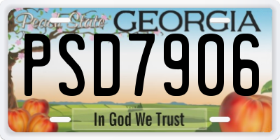 GA license plate PSD7906