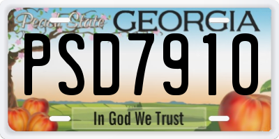 GA license plate PSD7910