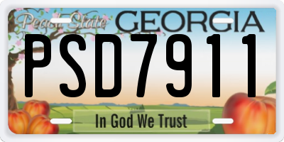 GA license plate PSD7911
