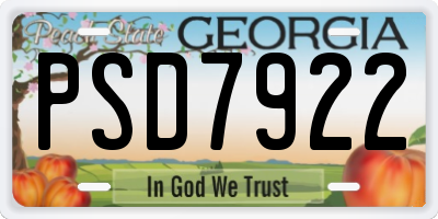 GA license plate PSD7922