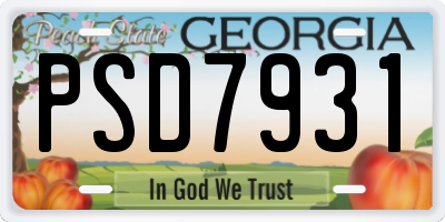 GA license plate PSD7931