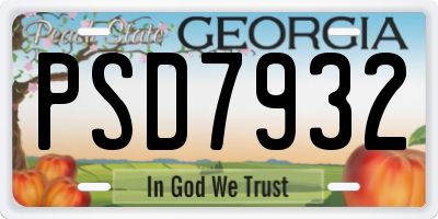 GA license plate PSD7932