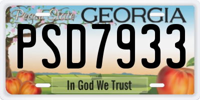 GA license plate PSD7933