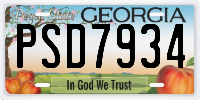 GA license plate PSD7934