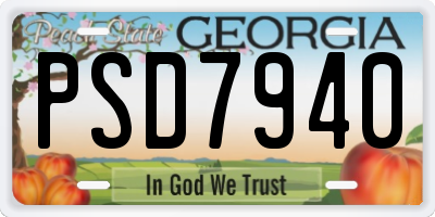 GA license plate PSD7940
