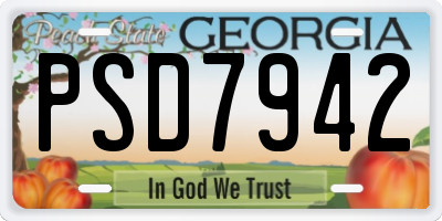 GA license plate PSD7942