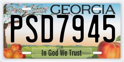 GA license plate PSD7945