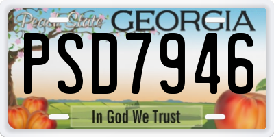 GA license plate PSD7946