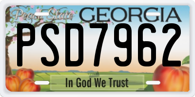 GA license plate PSD7962