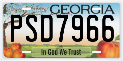 GA license plate PSD7966