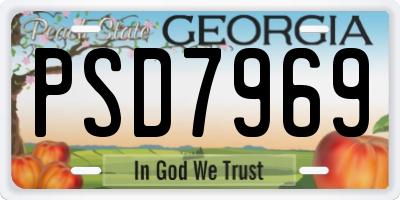 GA license plate PSD7969