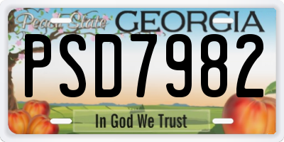 GA license plate PSD7982
