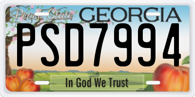 GA license plate PSD7994