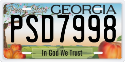 GA license plate PSD7998