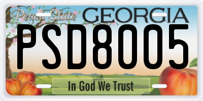 GA license plate PSD8005
