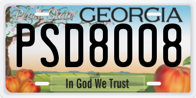 GA license plate PSD8008