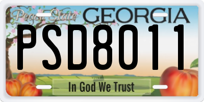 GA license plate PSD8011