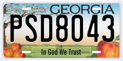 GA license plate PSD8043