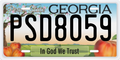 GA license plate PSD8059