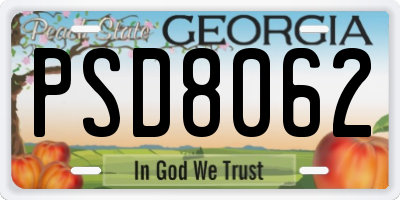 GA license plate PSD8062