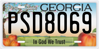 GA license plate PSD8069