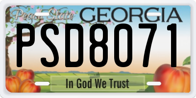 GA license plate PSD8071