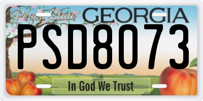 GA license plate PSD8073