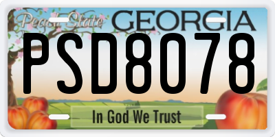 GA license plate PSD8078