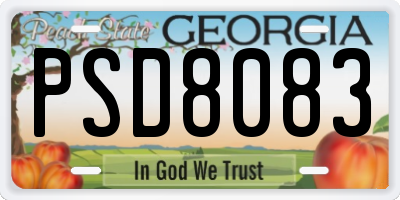 GA license plate PSD8083