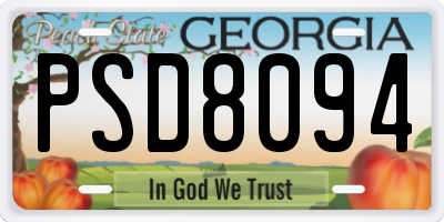 GA license plate PSD8094