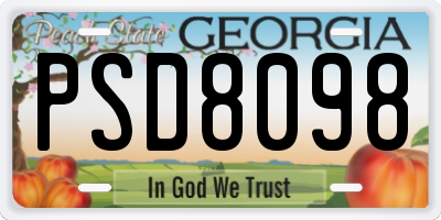 GA license plate PSD8098
