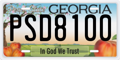 GA license plate PSD8100