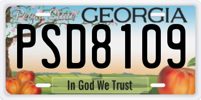 GA license plate PSD8109