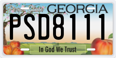 GA license plate PSD8111