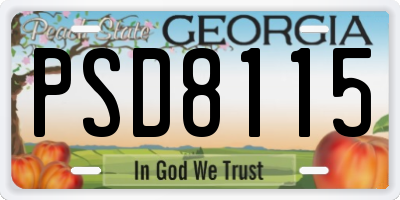 GA license plate PSD8115
