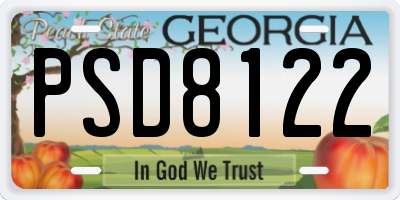GA license plate PSD8122
