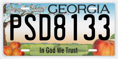 GA license plate PSD8133