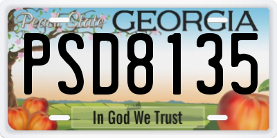 GA license plate PSD8135