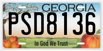GA license plate PSD8136