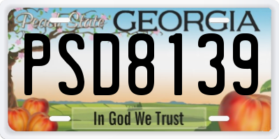 GA license plate PSD8139