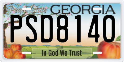GA license plate PSD8140